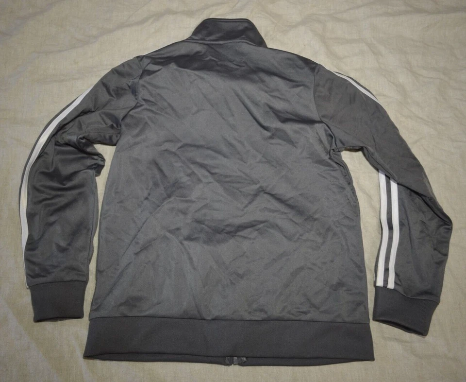Boys Youth Adidas Gray Zip up Sweatshirts Gary with White Stripes Size 10/12 - Image 3 of 4