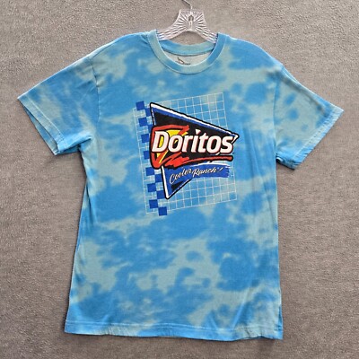 Doritos Women Top Large Blue Tie Dye Tunic Shirt Logo Cooler Ranch Chip Graphic