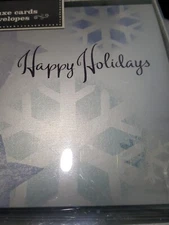 HAPPY HOLIDAYS 16 Deluxe Cards & Envelopes NEW BOX VTG Office Depot Design