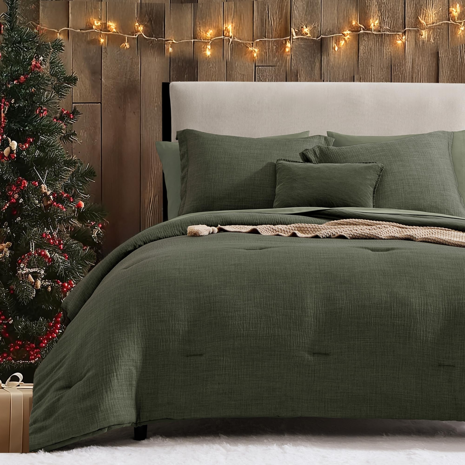 7-Piece Queen Comforter Set - Solid Bedding with Sheets and Shams for All Sea...