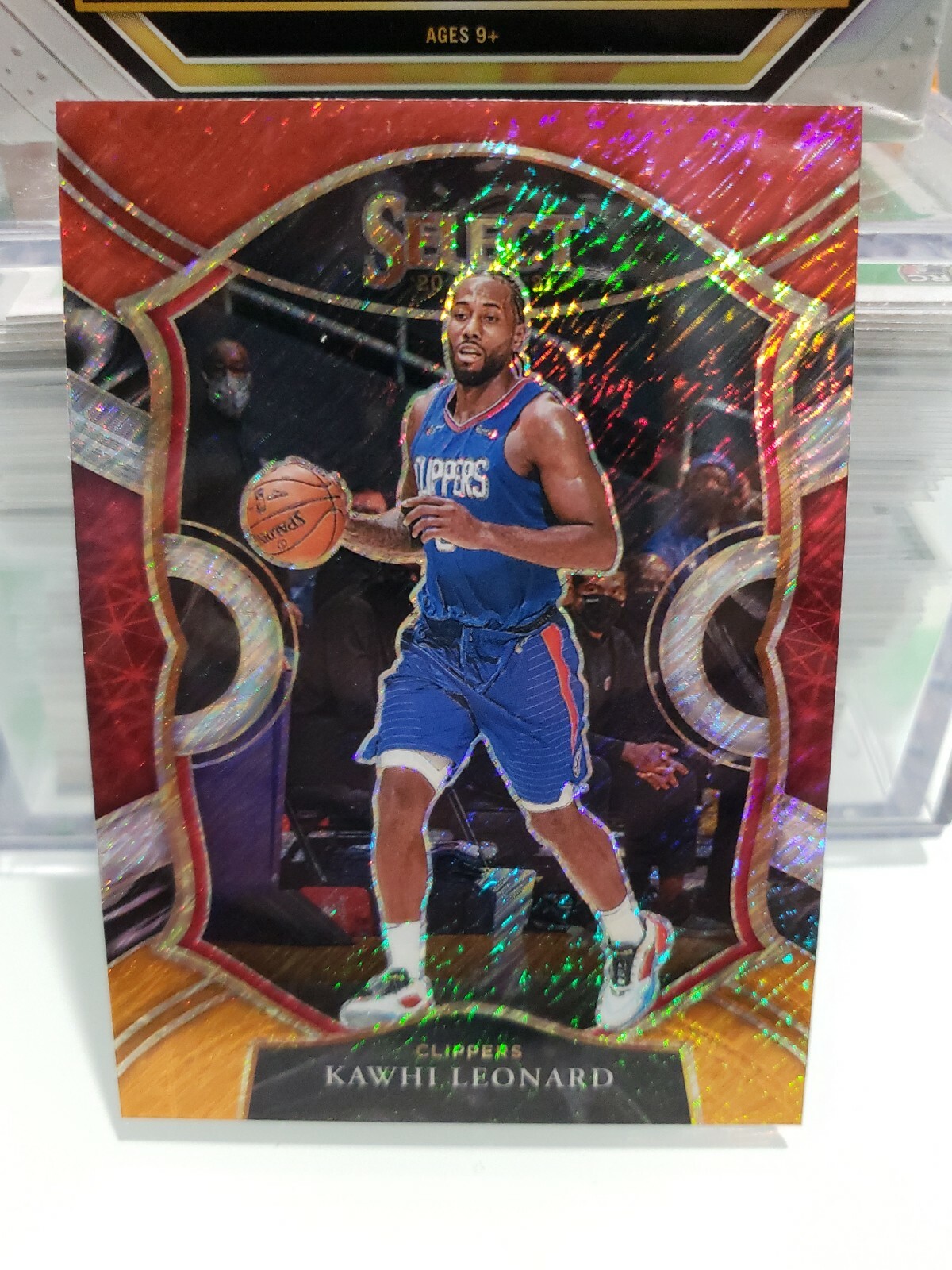 2020-21 Panini Select Kawhi Leonard Concourse Red White Orange Shimmer Prizm PWE