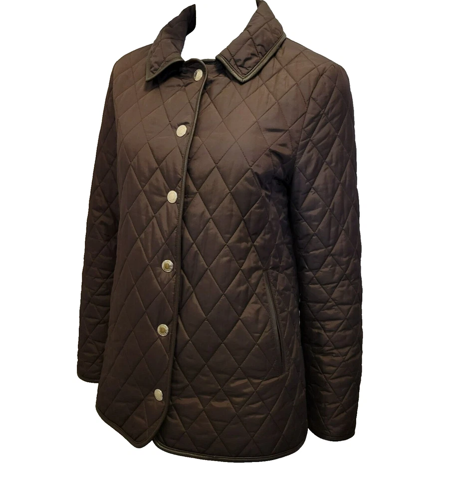 Coach jacket womens medium brown 100% nylon shell quilted lining snaps VTG Korea - Image 3 of 4