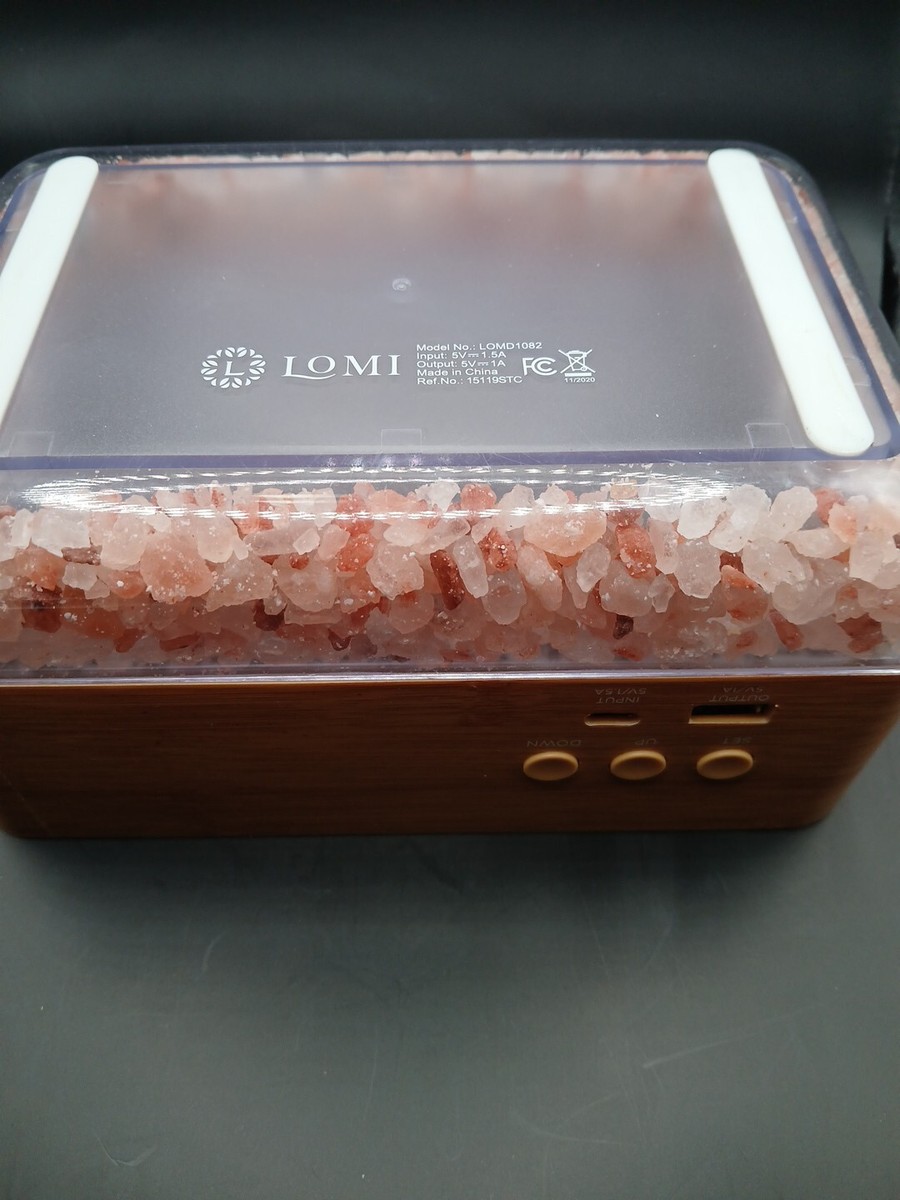 Mahli Himalayan Salt Sunrise Alarm Temp. Clock Wood Design USB