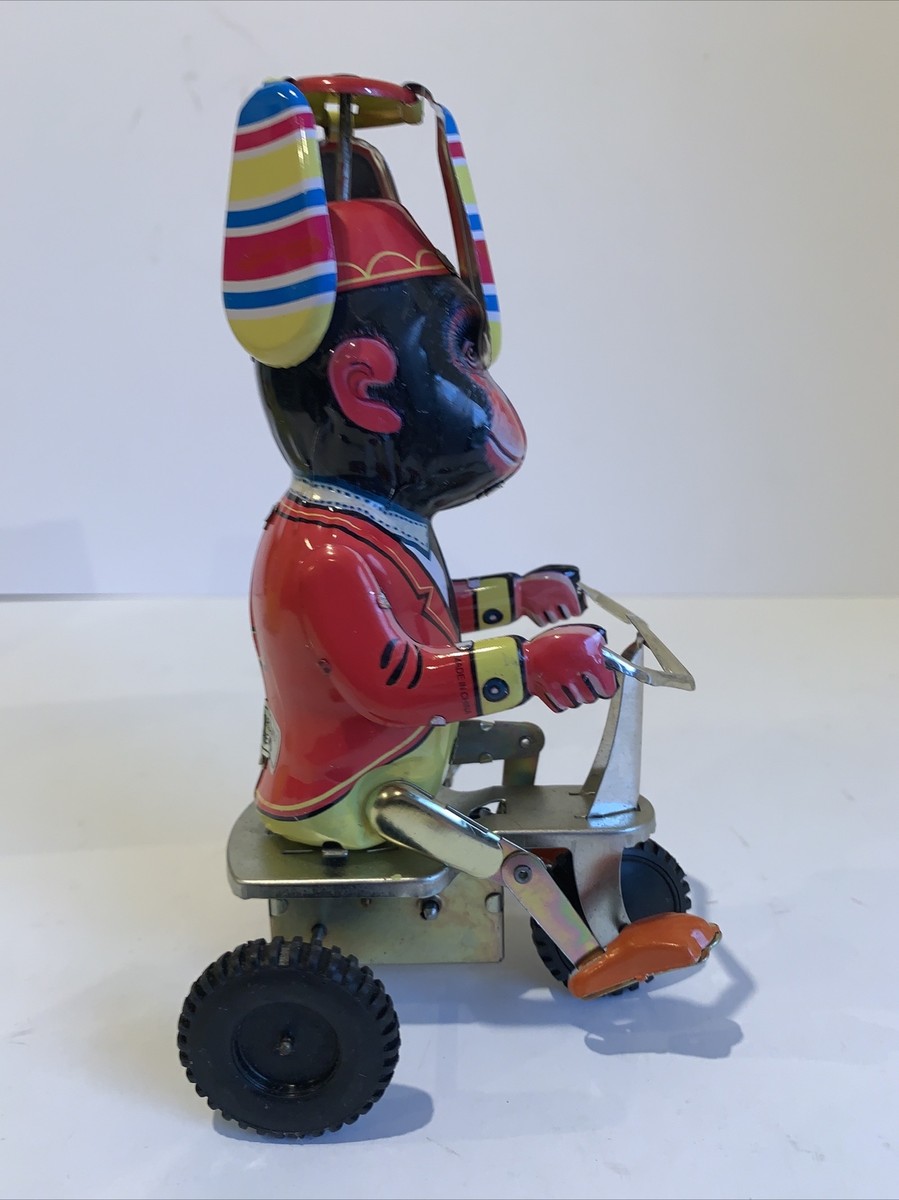 WIND UP TOY MONKEY TRICYCLE Vintage For Collectors Original Box