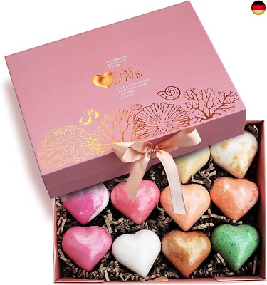 JUST LOVE hochwertiges Badebomben Set in Herzform, Geschenke für Frauen,