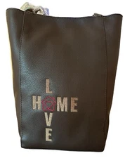 Hobo Giving Tote Brown Leather Bag Embroidered Snap Top Closure Shoulder NWT