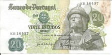 PORTUGAL 20$00 ESCUDOS 27/07/1971 Ch.8