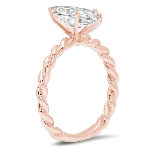 2Ct Marquise VVS1 Zirconia Diamond Solitaire Rope Anniversary Ring 14K Rose Gold - Picture 9 of 11