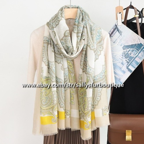 Sallys Cashmere Ring Scarf Wrap Shawl Paisley Print Thin Soft Delicate 78"*39" - Picture 31 of 35