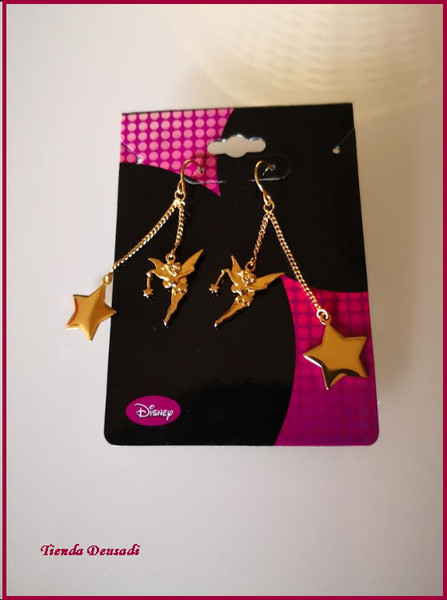 PRECIOSO PENDIENTES ORO AMARILLO  CON  EL HADA MAS QUERIDA