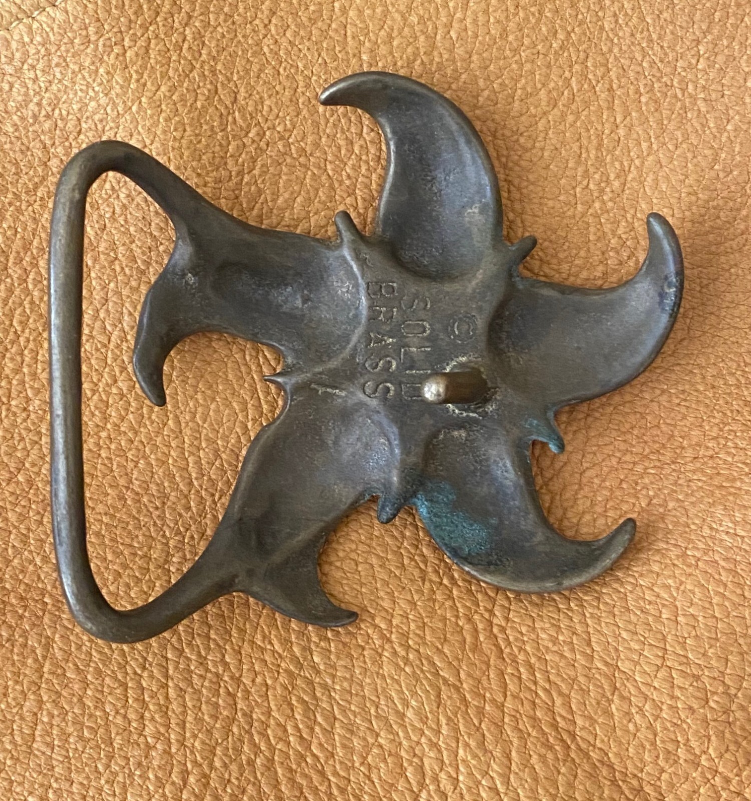 Vintage 70's Trinity STARFISH SOLID BRASS Belt Bu… - image 2