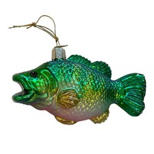 VTG Old World Fish Handblown Glass Christmas Ornament Lake Cabin Orig OWC Tag