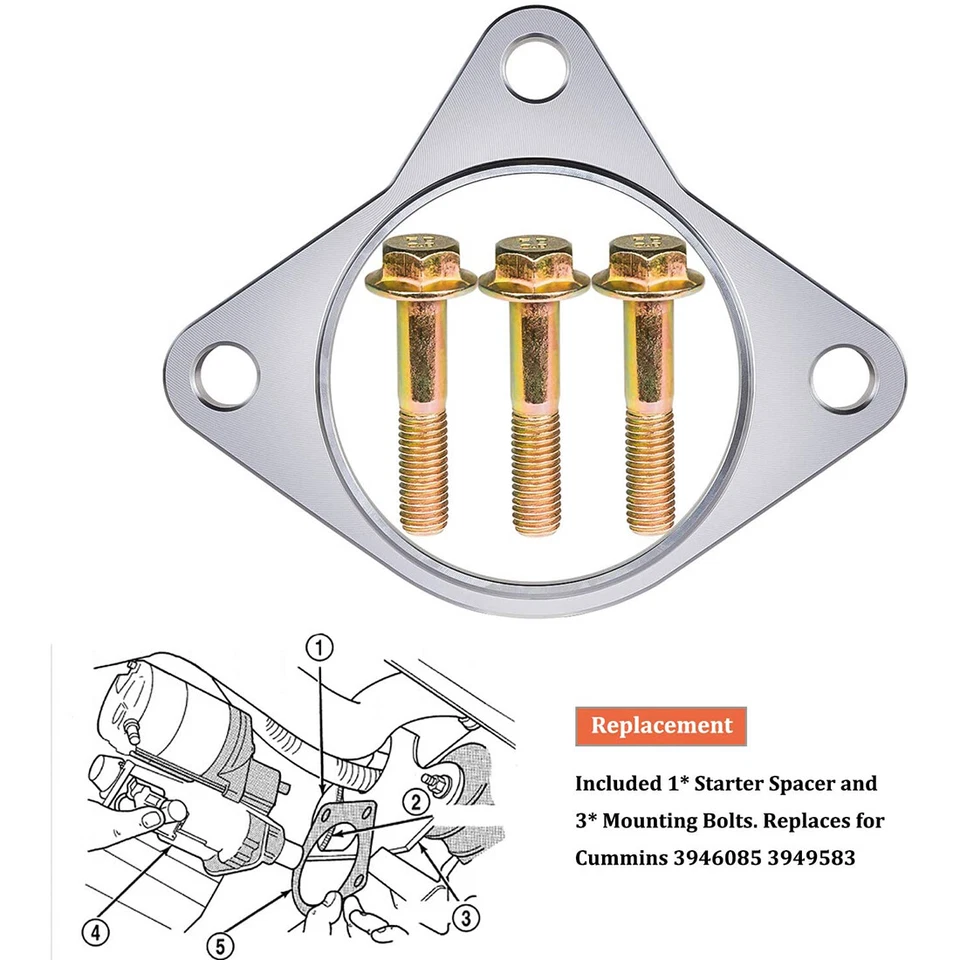 Starter Spacer w/Bolts 5 Speed NV4500 Cummins For 94-02 Dodge Ram 2500/3500 5.9L Foto 3 de 4
