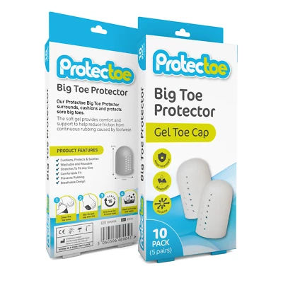 PROTECTOE Big Toe Protector Gel Toe Cap - Pack of 10