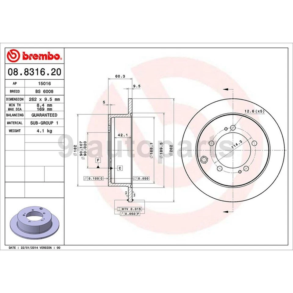 Rotores de freno traseros Brembo OE pastillas de freno de cerámica para Dodge Avenger 1995-2000 tracción delantera Foto 3 de 4