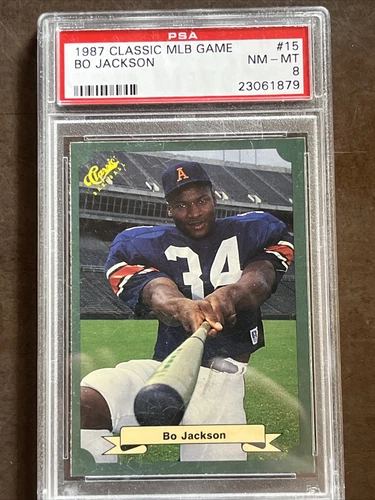 1987 Classic MLB Game Green Bo Jackson #15 Graded PSA 8 RC Low pop! Rare!  FB/BB