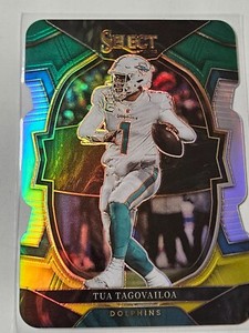 2022 Panini Select Football Green and Yellow Prizm Die-Cut Tua Tagovailoa #94