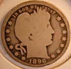1898  O Barber Quarter  Semi key date  SN100632