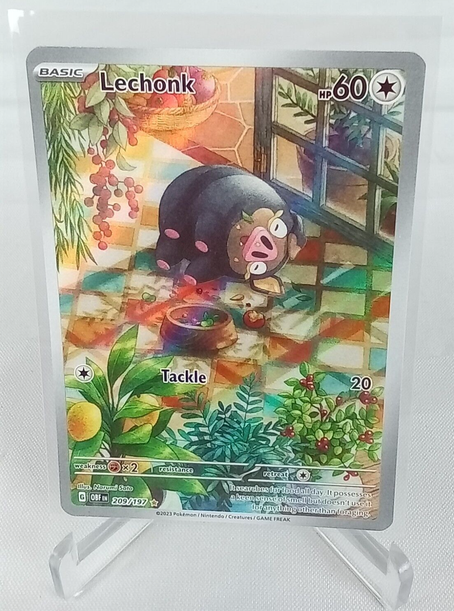 lechonk full art pokemon card - 209/197 - Obsidian Flames - Illustration Rare Encased in a durable acrylic holder to highlight the vibrant artwork of this fan Lechonk V Gx Vstar Ex