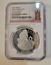 2022 GREAT BRITAIN - Tudor Beasts - Lion of England - FR Silver Coin - PF 70 UC