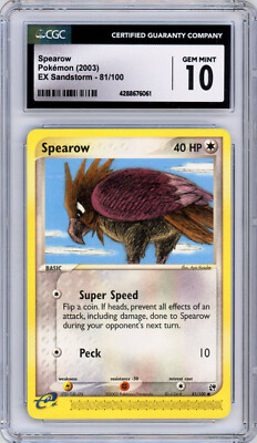 Pokemon Spearow #81 EX Sandstorm CGC 10 GEM MINT