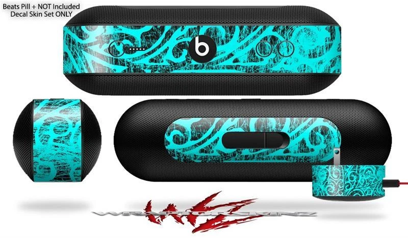 Skin for Beats Pill Plus Folder Doodles Neon Teal SPEAKER NOT