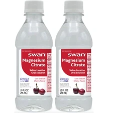 Swan Cherry Magnesium Citrate Oral Solution 10 Oz. Laxative PACK OF 2