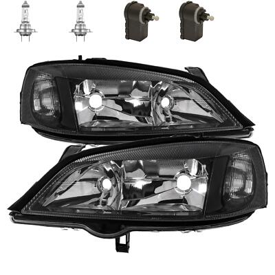 Scheinwerfer Set schwarz für Opel Astra G Bj. 98-09 Osram H7/HB3 + Stellmotoren