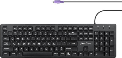 PERIBOARD-117P Wired PS2 Full Size Keyboard - Big Print Letters - Blac...
