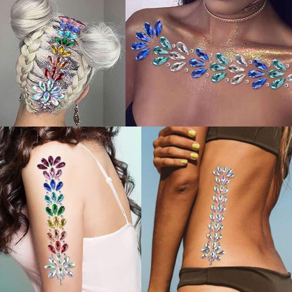 Mixed 1400pcs AB Colour Gems Jewels Flatback Small to Tiny, Muticolor 