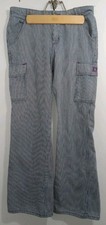 Vintage Bubblegum Flare Carpenter Pants Sz 9 Striped 32x30.5 USA Y2K FLAWS