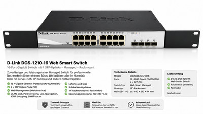 D-Link DGS-1210-16 Smart Gigabit Switch / 16-Port Fanless