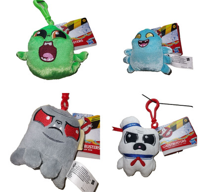 Ghostbusters Plush Backpack Clip Set Of 4: Stay Puft Slimer Muncher Terror Dog