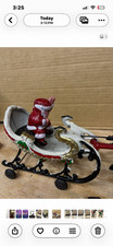 Vintage Hubley unverified Cast Iron Santa Sleigh with 8 reindeer