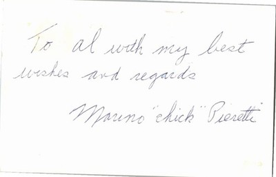 Marino Pieretti- (d.1981) Signed/Autograph/Auto Postcard Washington National MLB