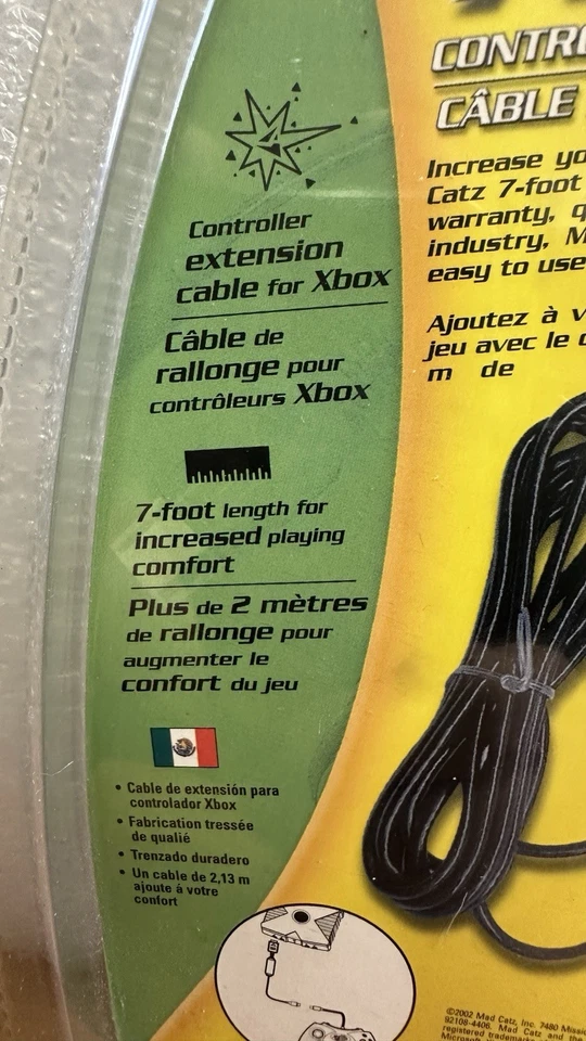 Mad Catz for Original Xbox Controller 7 ft Extension Cord Cable Heavy Wiring - Image 4 of 4