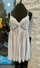 Vintage Val Mode Sheer White Babydoll Triangle Top Beaded Lingerie Size Medium