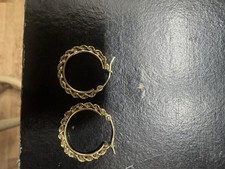 10K Gold Rope Hoop Earrings 1/2 Inch   Real G...
