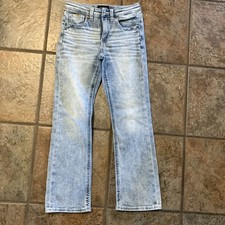 EUC-Buckle Black Fit No 109 Kids Bootcut Jeans Dark Wash Contrast Stitch 12R