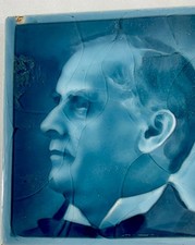 ANT/Hon. William McKinley Profile/Blue Tile 3”x3”/8-28-1896/Signed/pre President