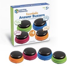 Learning Resources Recordable Answer Buzzers - Set of 4 Multicolored Buttons