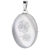 Trendor Schmuck Medaillon-AnhäNger Mit Kleeblatt-Gravur 925 Sterlingsilber 21567