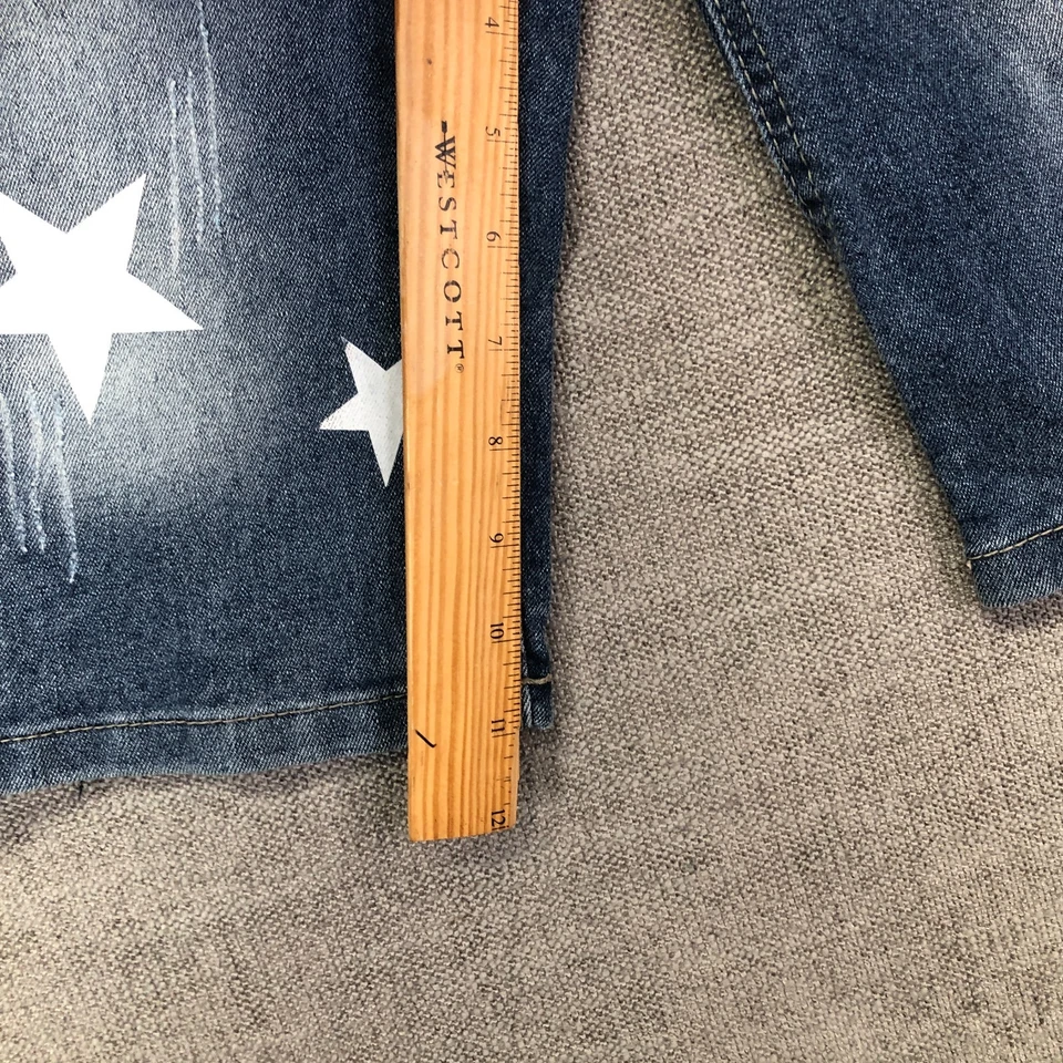 Shorts Akedemiks masculino 16 azul denim estampa estrela cintura média desgastado lavagem média - Imagem 3 de 4