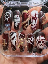 Custom Handmade Hand Painted Gel Press On Nails. READ DESCRIPTION!