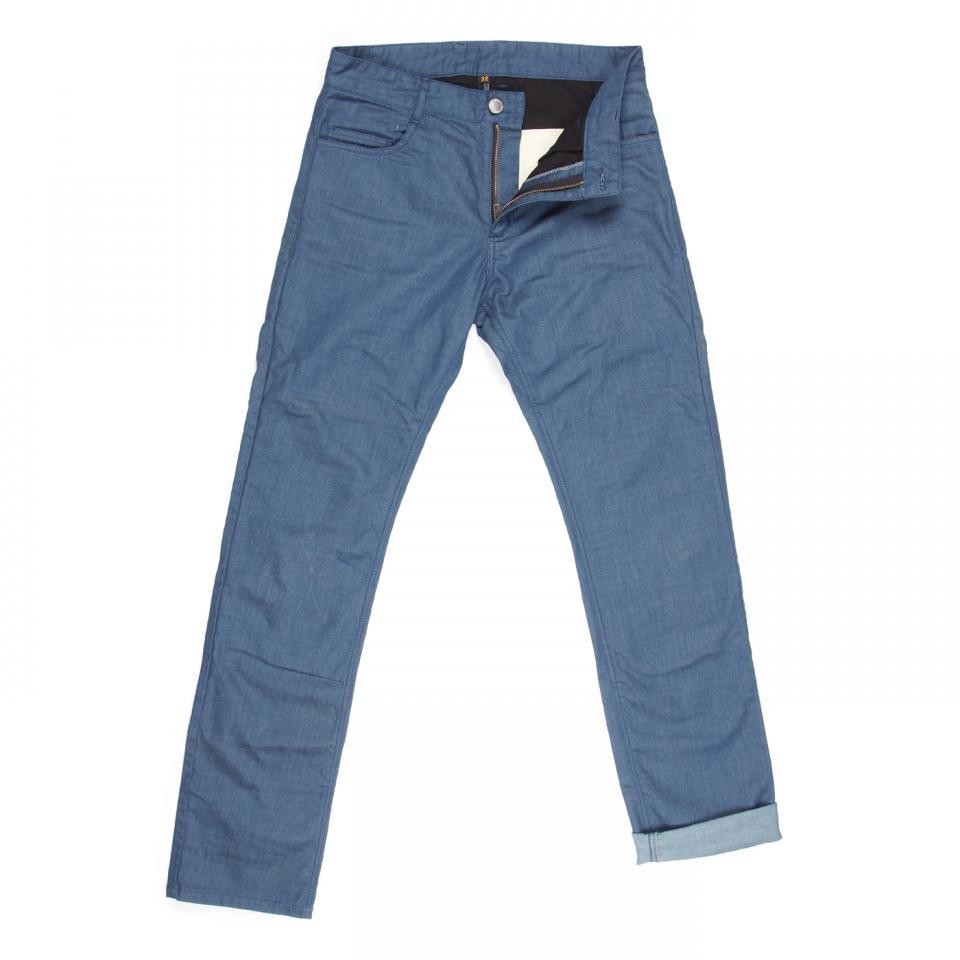 Pantalon jean moto Overlap Street Pétrol bleu en coton stretch renforcé T46