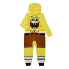NWT Spongebob Squarepants Fleece Hooded One Piece Pajama Sleepsuit Size 6-7