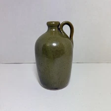 Vintage Jugtown North Carolina Pottery Jug Green Salt Glazed Stamped 6” Tall