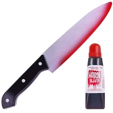 2PCS Halloween Costume Knife Prop Set, Fake Knife and Fake Blood, B0B63RW83F