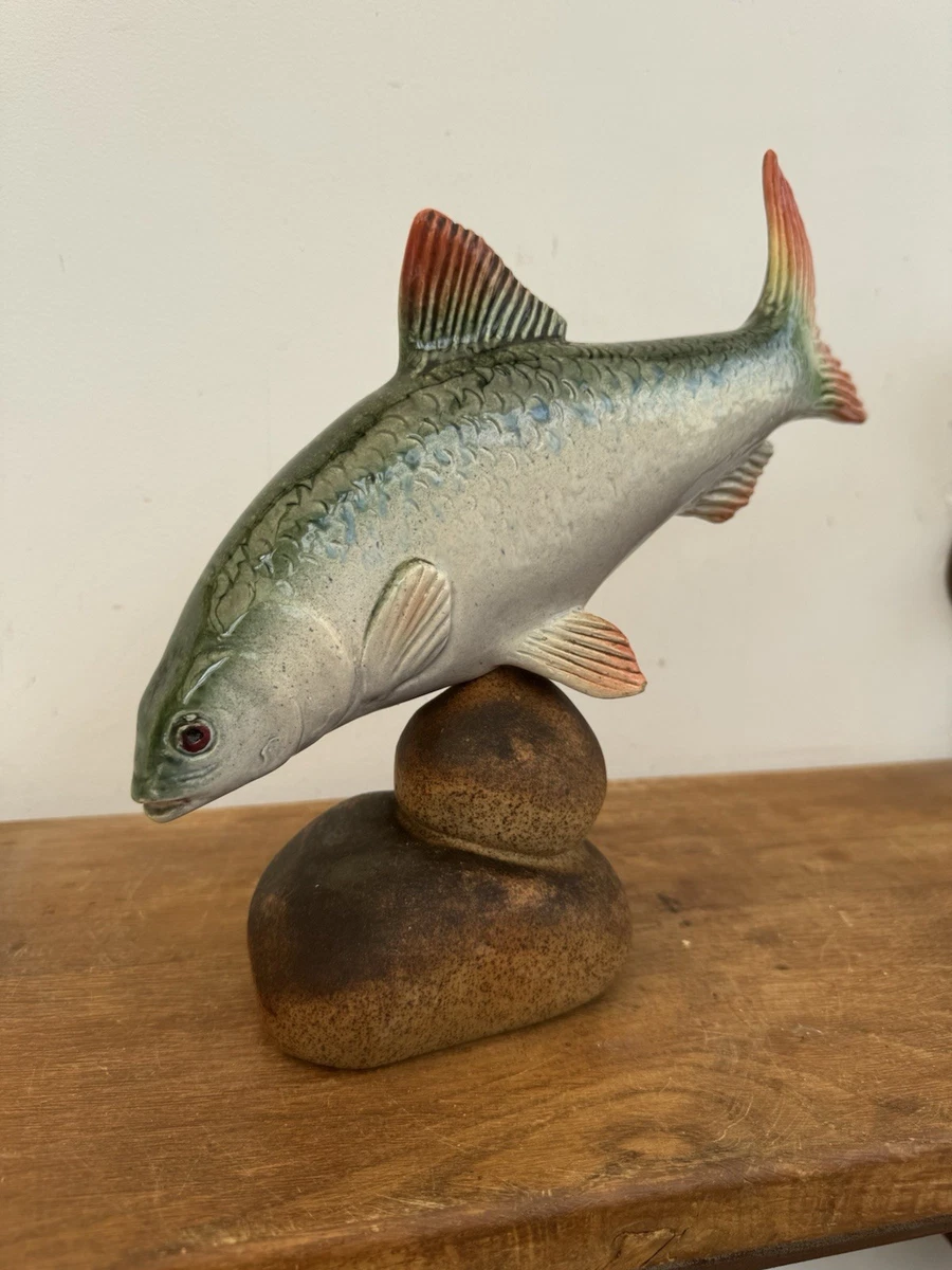 Poisson Art Déco - Céramique rose craquelée - circa 1920/1940 Lejan