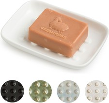 Soap Dish, Ceramic Soap Holder Shower Soap Dish for Bar Soap Sponge, Soap Saver